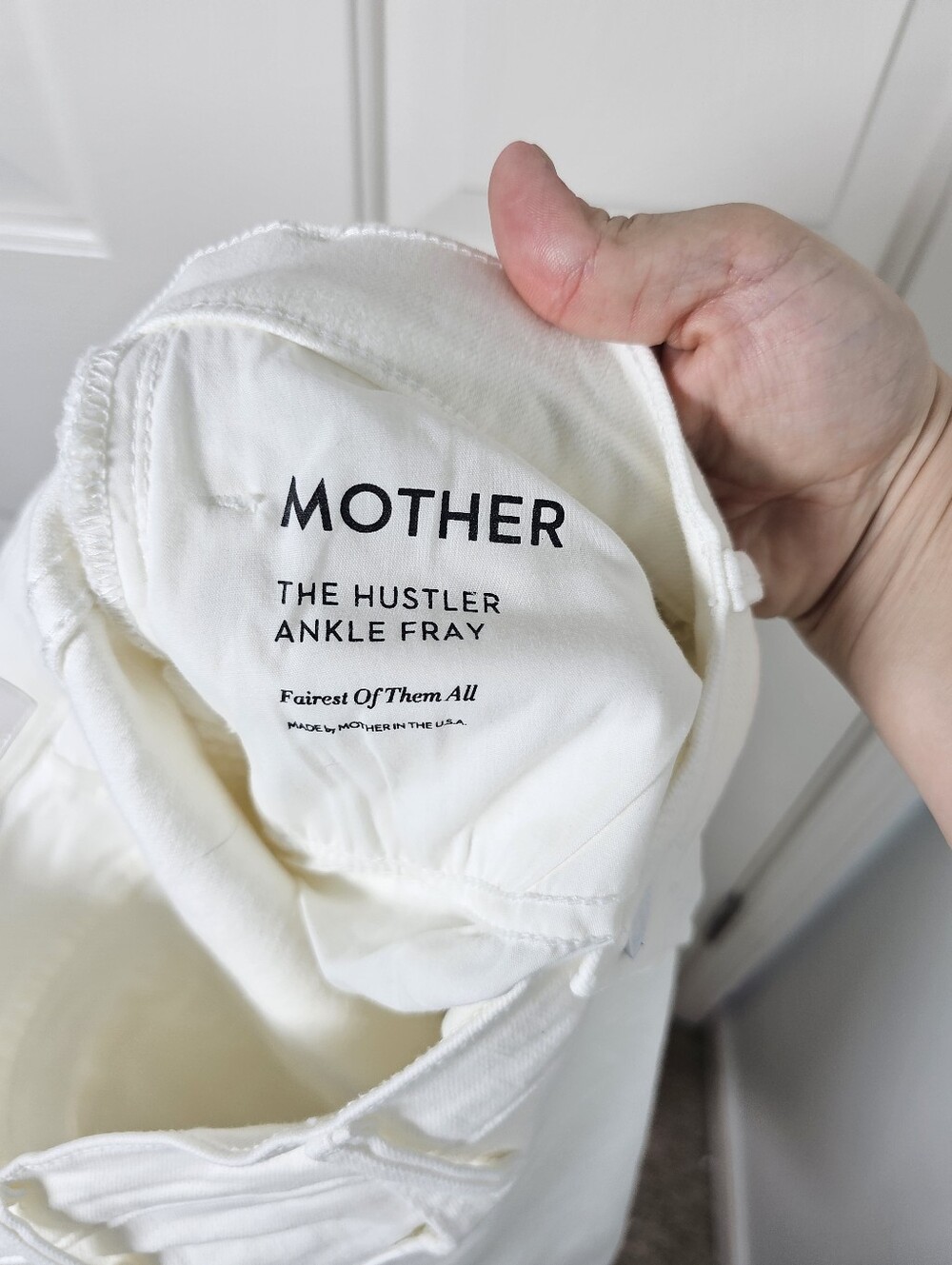 Mother The Hustler Ankle Fraw White Jeans Size 32 - Picture 6 of 7